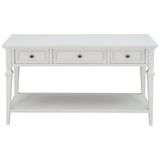 ZNTS TREXM Classic Retro Style Console Table with Three Top Drawers and Open Style Bottom Shelf, Easy WF199599AAK