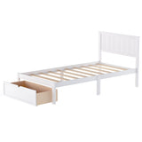 ZNTS Twin Size Platform Bed with Under-bed Drawer, White WF196529AAK