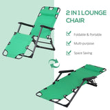 ZNTS Tanning Chair, 2-in-1 Beach Lounge Chair & Camping Chair w/ Pillow & Pocket, Adjustable Chaise for W2225142464