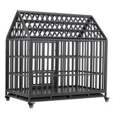 ZNTS Heavy Duty Dog Cage pet Crate with Roof & window on roof W206115370