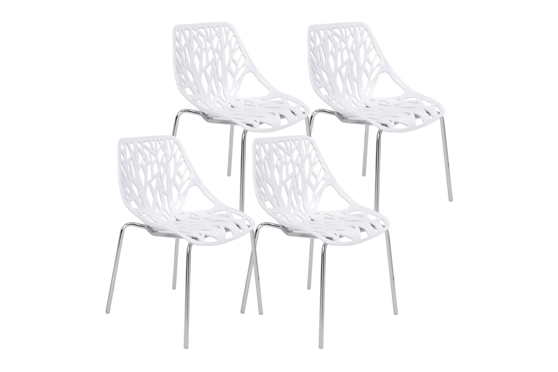ZNTS White Plastic Chair With Metal Legs, 4 pc / Set B060103882