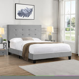 ZNTS Queen Size Upholstered Platform Bed Frame with pull point Tufted Headboard, Strong Wood Slat W31136119