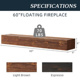 ZNTS 60" Rustic Wood Fireplace Mantel, Wall-Mounted & Floating Shelf for Home Decor W1390111300