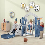 ZNTS Toddler Slide and Swing Set 5 in 1, Kids Playground Climber Slide Playset with Basketball Hoop PP307712AAC