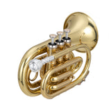 ZNTS Brass Bb Pocket Trumpet Mini Trumpet with 7C Mouthpiece Golden 61919013
