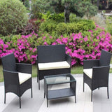 ZNTS 4 PC Rattan Patio Furniture Set Outdoor Patio Cushioned Seat Wicker Sofa W20985037