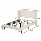 ZNTS Queen Size Platform Bed with Upholstered Headboard and Slat Support, Heavy Duty Mattress Foundation, W2276139496