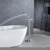 ZNTS Freestanding Tub Filler Matte Black Bathtub Faucet Floor Mount Single Handle Brass Tub Faucets with W119494678