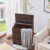 ZNTS Divided Laundry Hamper, Synthetic Rattan Handwoven Clothes Laundry Basket with Lid and Handles, 49774788