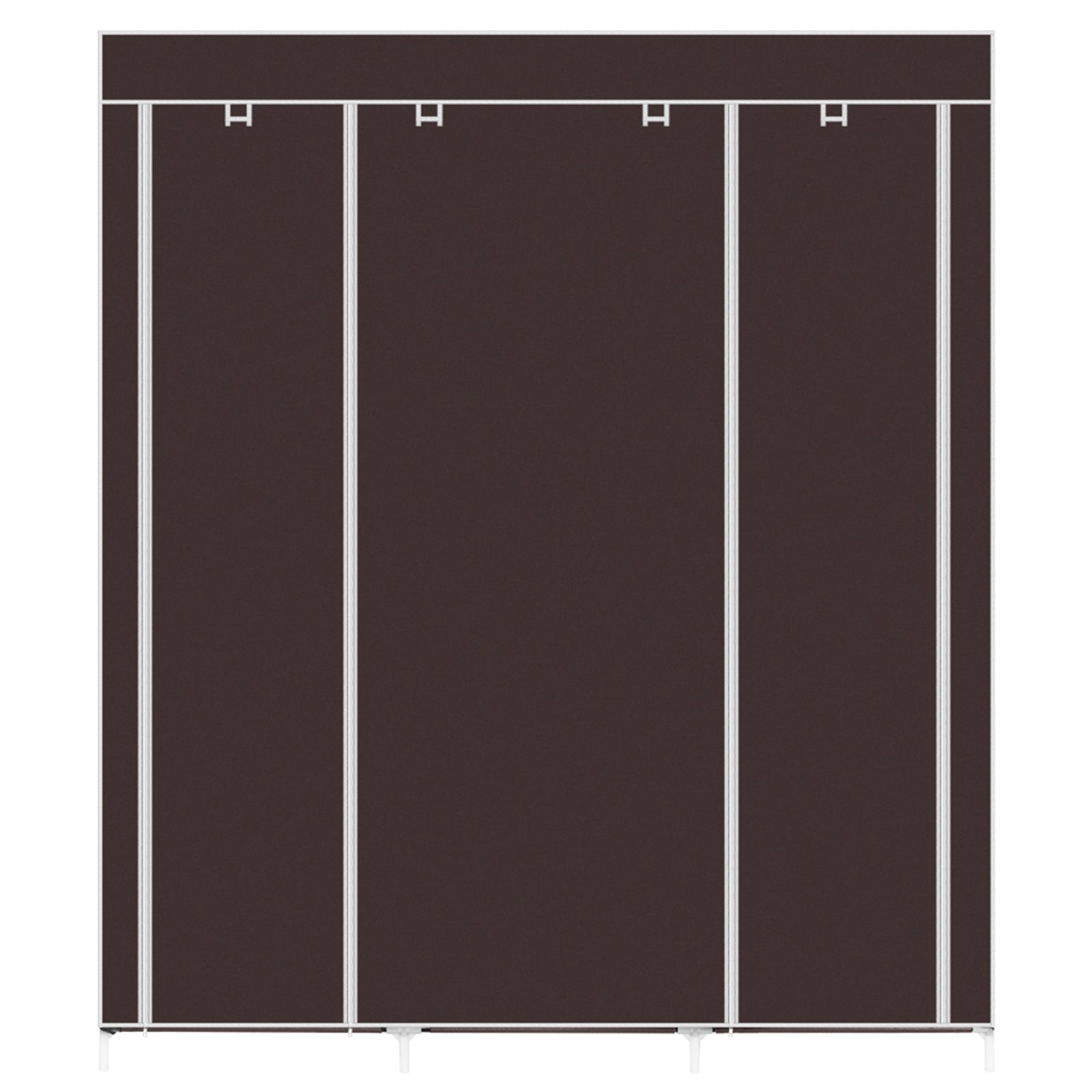 ZNTS 69" Portable Clothes Closet Non-Woven Fabric Wardrobe Double Rod Storage Organizer Dark Brown 72079783