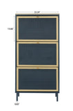 ZNTS 3 Metal Door Shoe Rack, Freestanding Modern Shoe Storage Cabinet, Metal rattan, for Entryway W68849315