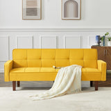 ZNTS Yellow Linen Sofa Bed, Convertible Sleeper Sofa with Arms, Solid Wood Feet and Plastic Centre Legs 69883148