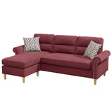 ZNTS Paparika Red Color Polyfiber Reversible Sectional Sofa Set Chaise Pillows Plush Cushion Couch HS00F6449-ID-AHD