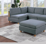 ZNTS Living Room Furniture Ottoman Steel Color Dorris Fabric 1pc Cushion ottomans Wooden Legs Deco B01147403