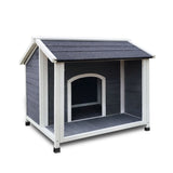 ZNTS Large Outdoor Wooden Dog House, Waterproof Dog Cage, Windproof and Warm Dog Kennel with Porch Deck W77332683