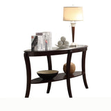 ZNTS Rich Espresso Finish 1pc Sofa Table with Glass Inserted Top Curve Legs Lower Display Shelf Stylish B01166422