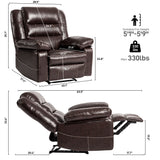 ZNTS Breathable Leather Massage Recliner Chair, Manual Living Room Reclining Sofa W1692128244