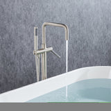 ZNTS Freestanding Tub Filler Matte Black Bathtub Faucet Floor Mount Single Handle Brass Tub Faucets with W119494678