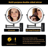 ZNTS 8 Inch Wall-Mounted Makeup Mirror, Double Sided 1x/10x Magnifying Makeup Mirror, 3 Colour Lights W162771025