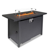 ZNTS 43-Inch Fire Table,50000 BTU Gas Firepit with Volcanic Stone Black 45855548