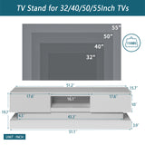 ZNTS 51.18inch WHITE morden TV Stand with LED Lights,high glossy front TV Cabinet,can be assembled in W67963294