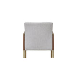 ZNTS Modrest Pettit Modern White & Brass Arm Dining Chair B04961356