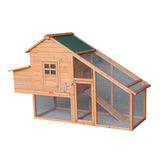 ZNTS 75" Waterproof Roof Two-tier Wooden Chicken Coop Rabbit Poultry Cage Habitat with Egg Case & Tray & 60082799