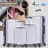 ZNTS Expandable Hardshell Luggage Sets Suitcase ABS Lightweight with Spinner Wheels Silver 34159347
