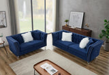 ZNTS Navy Blue, Velvet, 2+3 Seat Set, Cushion Combination Lounge, Deep Tufted Button Luxury 37078904