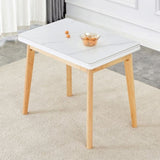 ZNTS White sintered stone tabletop with rubber wooden legs, foldable computer desk, foldable office desk, W1151P145183