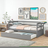ZNTS Twin Size Daybed with Trundle and Foldable Shelves on Both Sides,Gray WF296485AAE