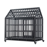 ZNTS Heavy Duty Dog Cage pet Crate with Roof & window on roof W206115370