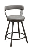 ZNTS Metal Base 24-inch Counter Height Chairs Set of 2pc Gray Seat 360-degree Swivel Faux Leather B01166592