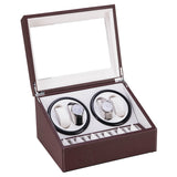 ZNTS Brown Leather Watch Winder Storage Auto Display Case Box 4 6 Automatic Rotation 27700804