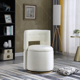 ZNTS 360&deg; Swivel Accent Chair with Storage Function, Velvet Curved Chair with Gold Metal Base for Living W142084607