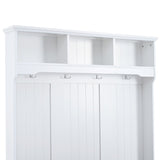 ZNTS U-Can 5-in-1 Entryway Bench with Shutter-shaped doors, Coat Rack, Cushion and 4 Sturdy Hooks, 47.2'' WF311556AAK