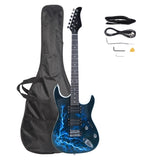 ZNTS Lightning Style Electric Guitar with Power Cord/Strap/Bag/Plectrums Black & White 11853824