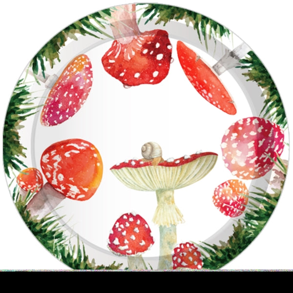 ZNTS Red Watercolor Mushroom Paper Plates Party Supplie Plates and Napkins Birthday Disposable Tableware 35401575