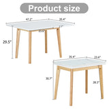 ZNTS White sintered stone tabletop with rubber wooden legs, foldable computer desk, foldable office desk, W1151P145183