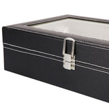 ZNTS 12 Compartments Top-level Opening Style Leather Watch Collection Box Black 30696064