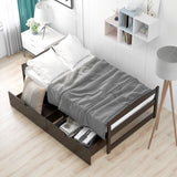 ZNTS Twin size platform bed, with two drawers, espresso WF195910AAP