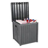 ZNTS 51gal 195L Outdoor Garden Plastic Storage Deck Box Chest Tools Cushions Toys Lockable Seat 97153412