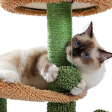 ZNTS Cactus Cat Tree Cat Tower with Warmy Condo, Plush Perches, Sisal Scratching Post and Fluffy Balls 97073678