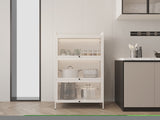 ZNTS White 3-Tier Buffet Cabinet: Detachable, Folding Mesh Doors, Sturdy Steel Construction with W396103592