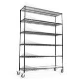 ZNTS 6 Tier Wire Shelving Unit, 6000 LBS NSF Height Adjustable Metal Garage Storage Shelves with Wheels, W1550119257