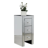 ZNTS Mirrored Glass Bedside Table with Three Drawers Size S 50732278