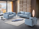 ZNTS ACME Mesut Loveseat, Light Blue Top Grain Leather & Black Finish LV02388