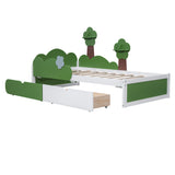 ZNTS Twin Size Bed with Grass Hill and Trees Decor WF303742AAK
