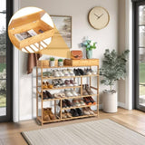 ZNTS 6-Layer Shoe Rack with 2 Drawers, Bamboo Color 55385259