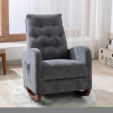 ZNTS Baby Room High Rocking Chair Nursery Chair , Comfortable Rocker Fabric Padded Seat ,Modern High WF301229AAE